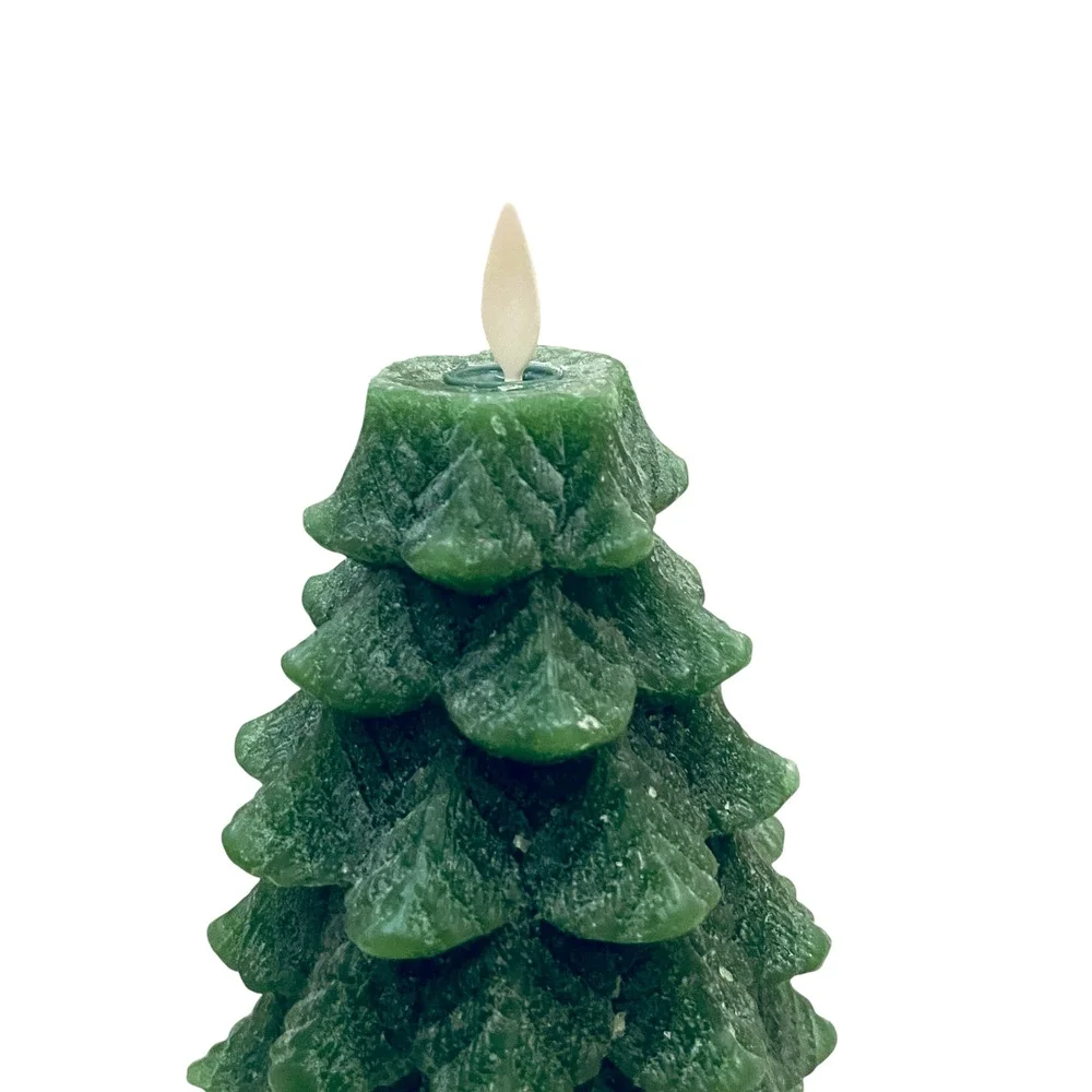 Luminara Chalky Green Christmas Tree Flameless LED Candle 6.5in Holiday New